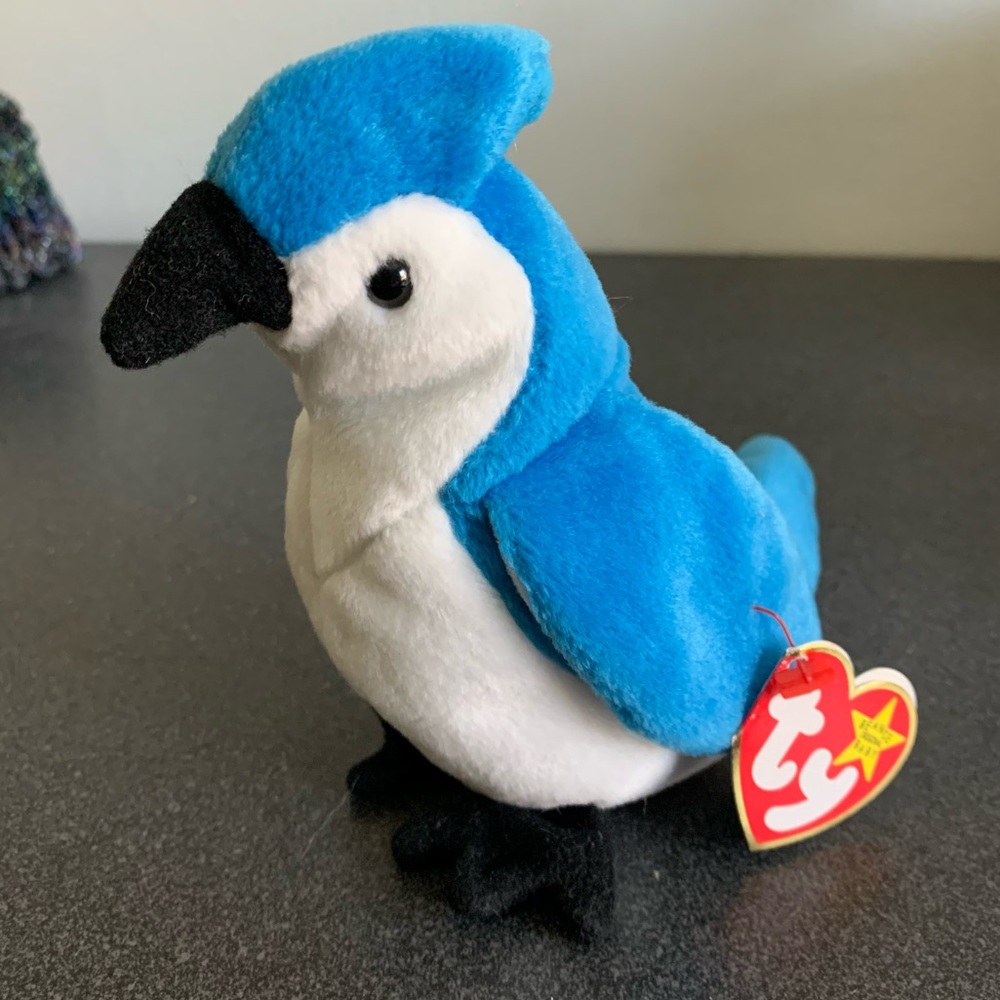 3/$12! Ty Beanie Baby - Rocket the Blue Jay - MWMT!